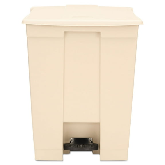 Rubbermaid Step-on Receptacle, Rectangular, Polyethylene, 18 Gal, Beige