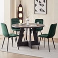 thumbnail image 4 of Set of 4 Velvet Dining Chairs - Mid Century Modern Dinning Chair, Upholstered Cushion Seat, Square-Patterned Backrest, Dinner Chairs with Metal Legs for Dining Living Room, Bedroom, Green, 4 of 10
