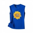 thumbnail image 1 of Hauts Grande Taille pour Femmes Imprimé Tournesol Sans Manches Débardeur Été & Printemps Col Rond Décontracté Ample Tee-Shirts Confortables, 1 of 5