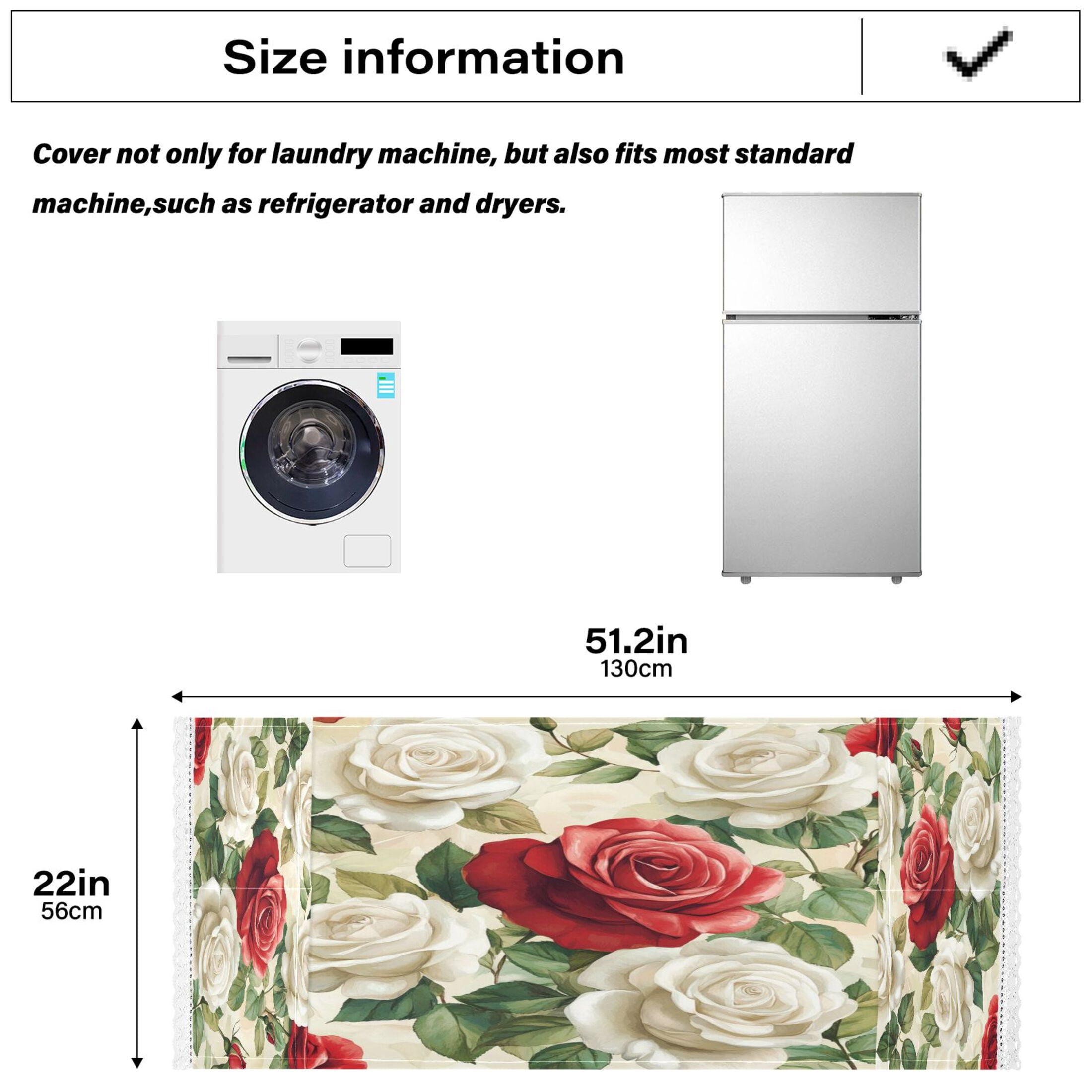 WOBOGO Red White Rose Pattern Washing Machine Cloth Dryer Refrigerator Top Cover Protective Non-Slip Mat For Kitchen Laundry