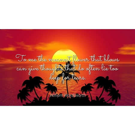 Famous Flower - William Wordsworth - Famous Quotes Laminated POSTER PRINT 24x20 - To me the meanest flower that blows can give thoughts that do often lie too deep for tears.