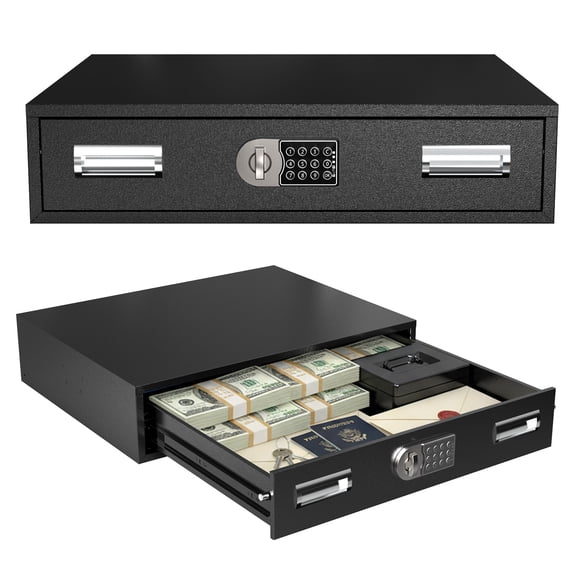 POCHAR Under Bed Gun Safe Drawer with Electronic Lock - Lock box for Cloakroom living room Bedroom Nightstand and Car