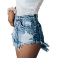 thumbnail image 2 of Gvmfive Women's Casual Denim Frayed Raw Hem Ripped Jeans Shorts, 2 of 3