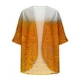 thumbnail image 5 of Rollbacks Olyvenn Women's 3/4 Sleeve Loose Summer Cardigan Kimono Beer Print Open Front Outwear Tops Blouse Kimono Cardigan Bikini Coverups for Women Trendy 2024 Yellow 12, 5 of 5