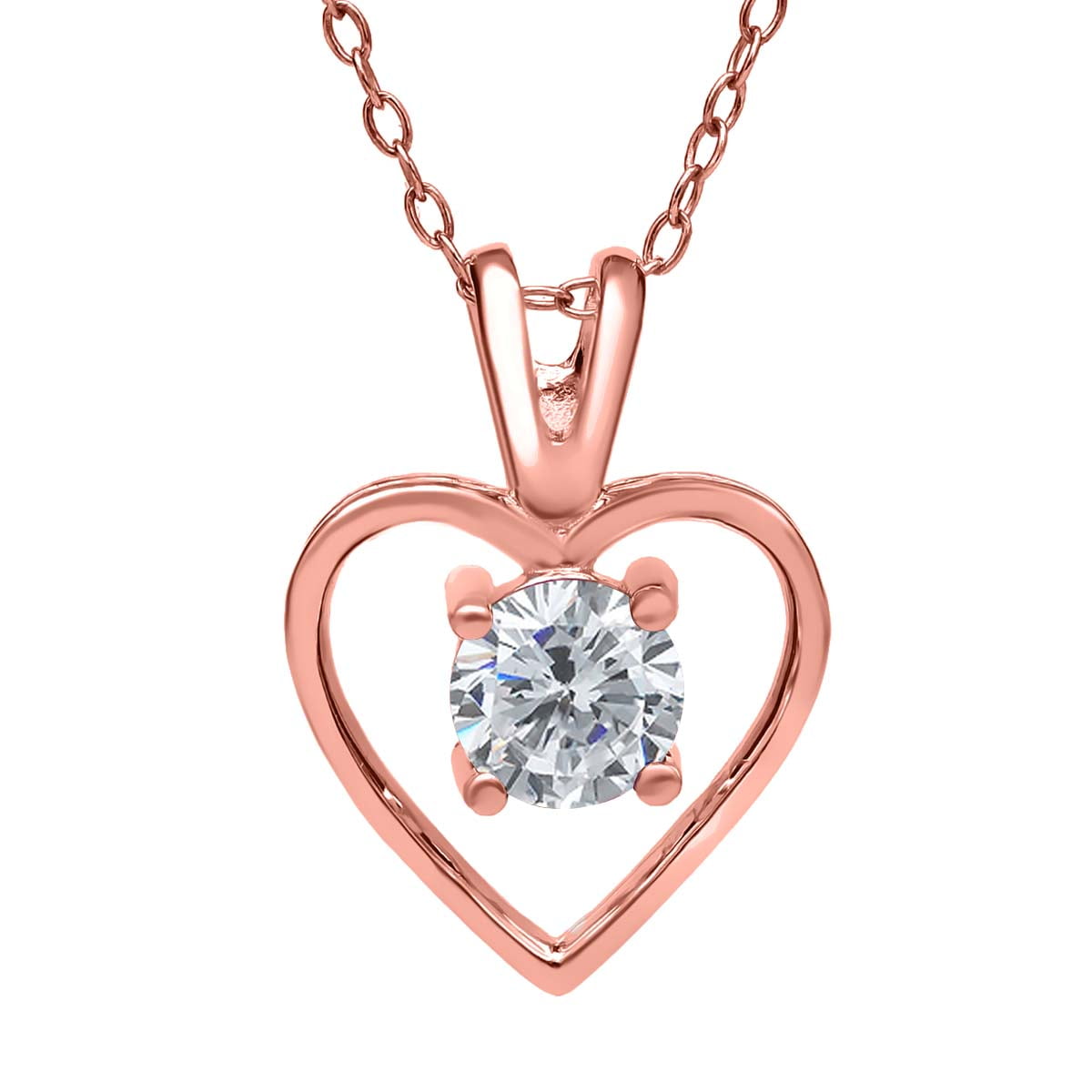 Details about   1.00 Ct Round Cut Diamond Solitaire Pendant W/18" Chain 14k White Gold Over 
