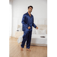 thumbnail image 3 of Onimisc Mens Satin Silky Pajamas Set Long Sleeve Satin Pajamas for Men Sleepwear Button Down Pjs Set 2 Pieces, 3 of 7