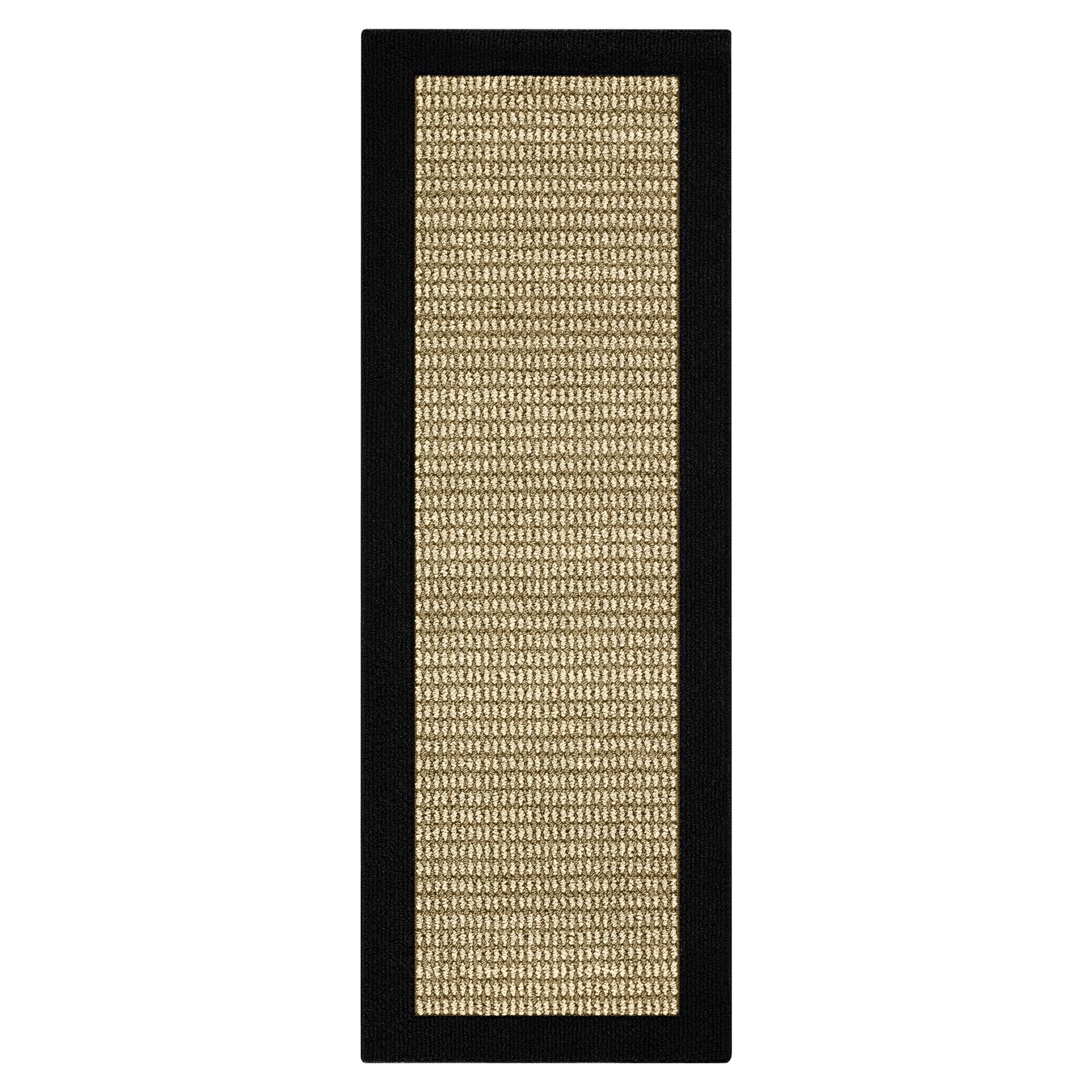 Mainstays Traditional Faux Sisal Border Black Runner Rug, 1'9"x5