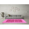 thumbnail image 3 of Ahgly Company Machine Washable Indoor Round Oriental Pink Traditional Area Rugs, 4' Round, 3 of 4