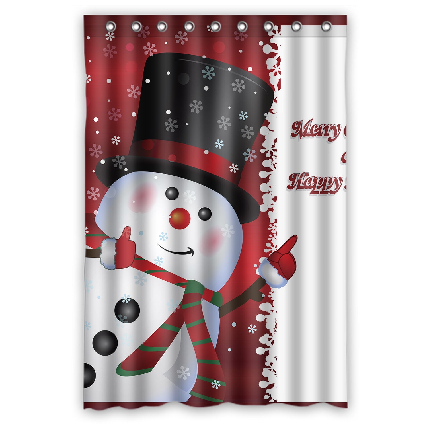 YKCG Red Christmas Snowman Quotes Winter Snowflakes Shower Curtain
