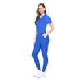 thumbnail image 5 of Womens Jogger Scrub Set Ultra Stretch Medical Scrub Top & Pants (True Royal Blue, 3X-Large), 5 of 7