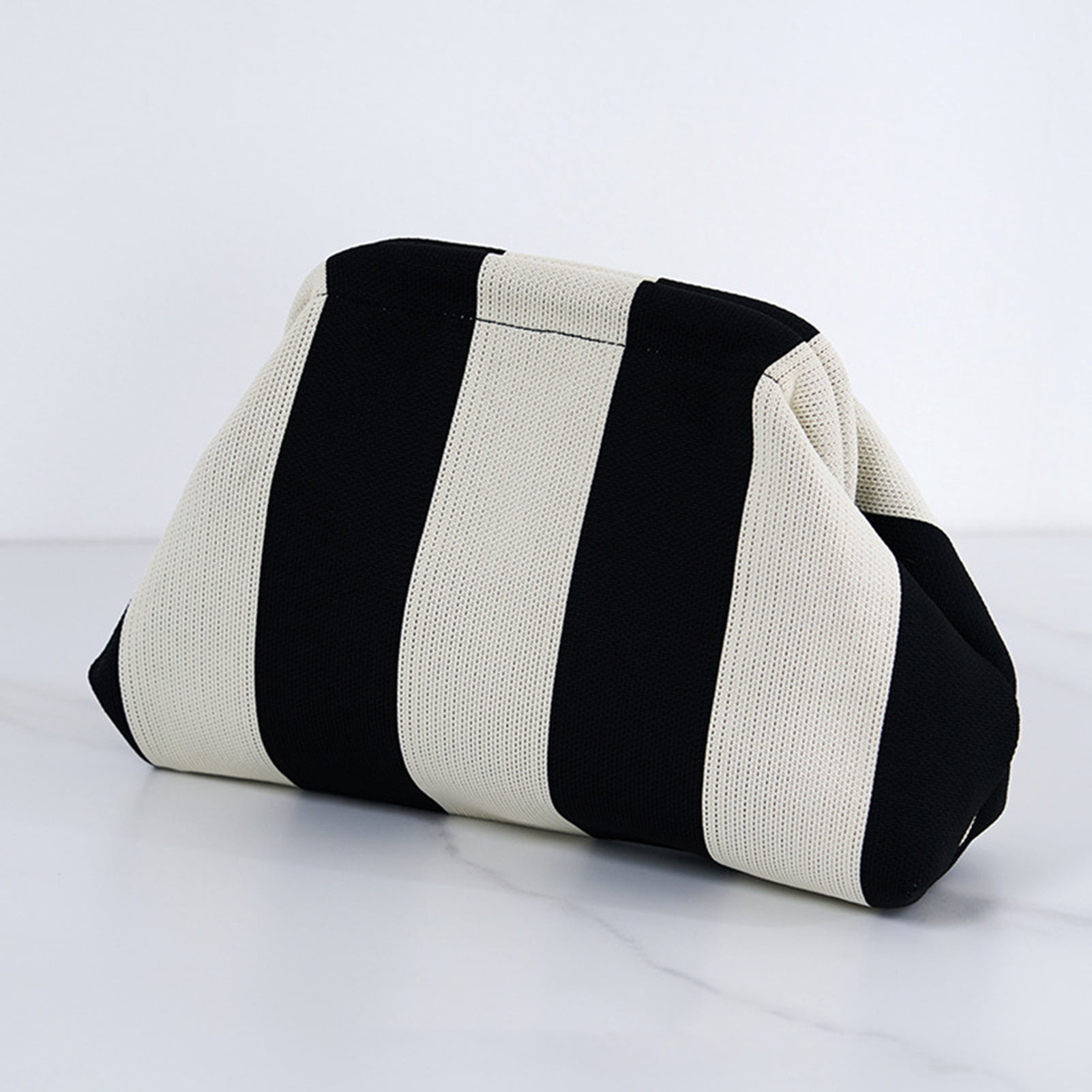 Tnobhg Women Clutch Bag Striped Print Color Matching Dumpling Shape Large Capacity Summer Beach Purse Commute Travel Dating Handbag