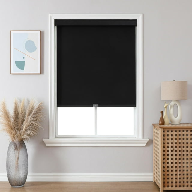 Persianas enrollables Joydeco, 100% opacas, inalámbricas, 53 x 122 cm, color negro
