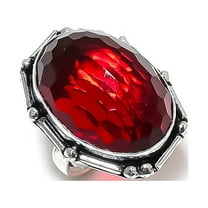 Natural Mozambique Garnet Gemstone Handmade 925 Sterling Silver Ring Size 6