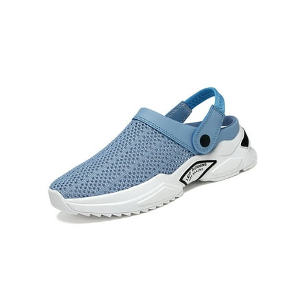 

GENILU Men Summer Slippers Hollow Out Beach Sandals Closed Toe Clogs Comfort Slip On Water Shoes Indoor Outdoor Anti-Slip Ankle Strap Slide Blue 8.5