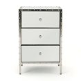 thumbnail image 2 of Neyri Mirrored Nightstand, Mirrored Nightstand, Bedroom Nightstand, MDF Nightstand, Mirrored Bedside Table, Silver Nightstand, Three Drawer Nightstand with Clear Knobs, 2 of 5