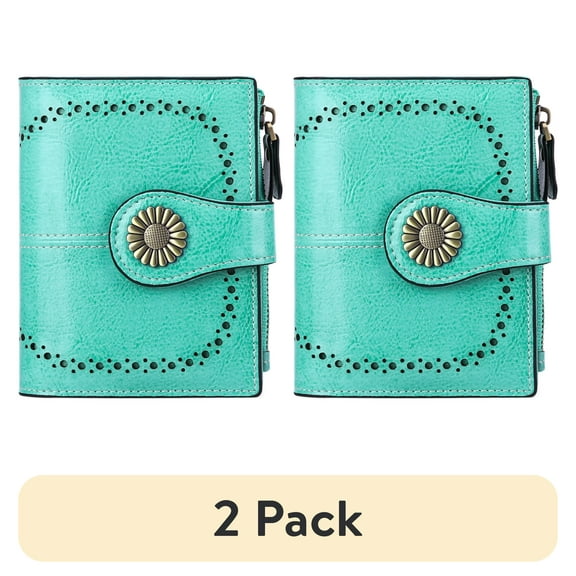 (2 pack) Sendefn Small Women Wallet Genuine Leather Bifold Purse RFID Blocking Card Holder