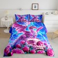 thumbnail image 2 of Homewish Anime Storm Dragon Skull Rose Full Size Comforter Sets for Teens, Lightning Cute Gothic Print Bedding Comforter Set, Pink Reversible, 3 Pieces, 1 Comforter and 2 Pillowcases, 2 of 6