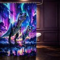 thumbnail image 2 of Manfei Wild T-Rex Animals Shower Curtain 72Wx72L,Retro Starry Sky Aurora Bathroom Curtain,Blue Pink, 2 of 5
