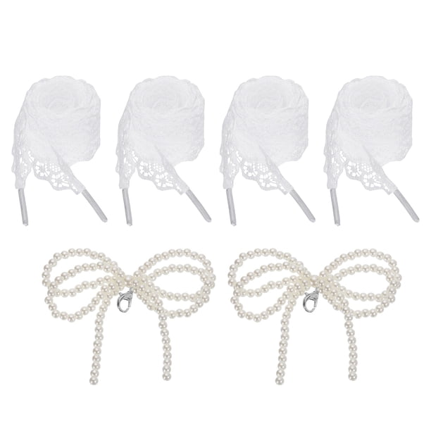 2 Pares de Agujetas Planas, Agujetas de Encaje de 2.6CM de Ancho y 120CM de Largo, Blancas