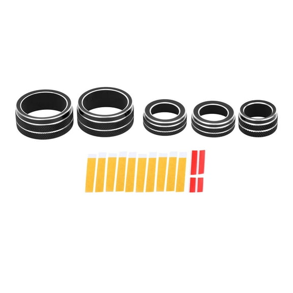 Unique Bargains AC Media Radio Tune Mirror Knob Cover Interior Trim for Toyota Camry 21-23 Aluminum Alloy Black 5 Pcs