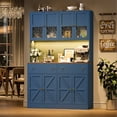 thumbnail image 4 of Homfa 8 Door Kitchen Pantry Cabinet with 2 Drawer, 71" LED Buffet Cabinet with & Charging Station & USB Port, Blue, 4 of 7