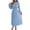 #086-Light Blue, variant on TaTaai Women Dress Solid Color Crew Neck Ruffle Long Sleeve Smocked Waist Pleated Maxi Casual Ladies Daily Office Wear Soft Machine Washable Versatile Dress Gift