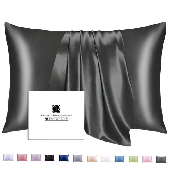 Ravmix Silk Pillow Cases with Zipper, 21momme Mulberry Silk Pillowcase for Hair Skin Health, Soft Smooth Breathable Cool Pillow Cover for Beauty Sleep with Gift Box 1PC(King 20"x36", Black)