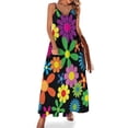 thumbnail image 1 of Nuevo vestido sin mangas con estampado de flores vibrantes de los años 60, vestido de mujer para invitada de boda, 1 of 7