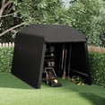 thumbnail image 1 of Abri de Rangement Extérieur Portable 7 X 12 Pi, Abri d'Auto Robuste avec Portes à Glissière Enroulables et Évents, Imperméable, Résistant aux UV, Abri Anti-Neige pour Motos, VTT, Vélos et Équipement de Plein Air, Noir, 1 of 8