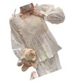 thumbnail image 4 of Conjunto de pijama con estampado de puntos de manga larga para mujer, pantalones superiores de Jacquard elegantes y holgados, ropa de dormir, 4 of 8