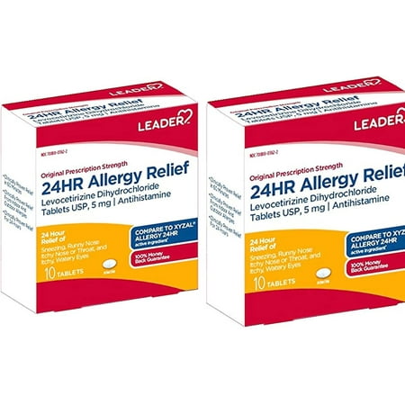 LEADER 24HR Allergy Relief, 5 mg, 10 Tablets (Pack of 2)