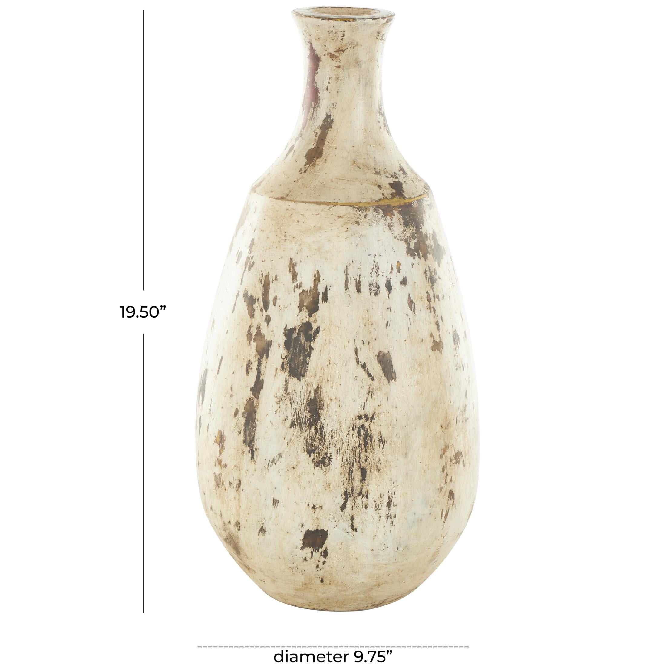 DecMode 20" Antique Style Distressed Brown Ceramic Vase