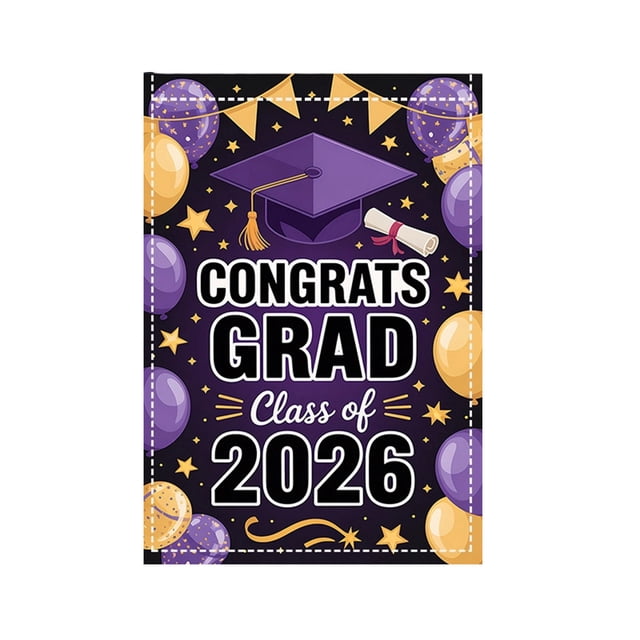 B Graduation Garden Flag 17.7X11.8 Inches Outdoor Patio Party Decoration Banner Photo Backdrop Polyester
