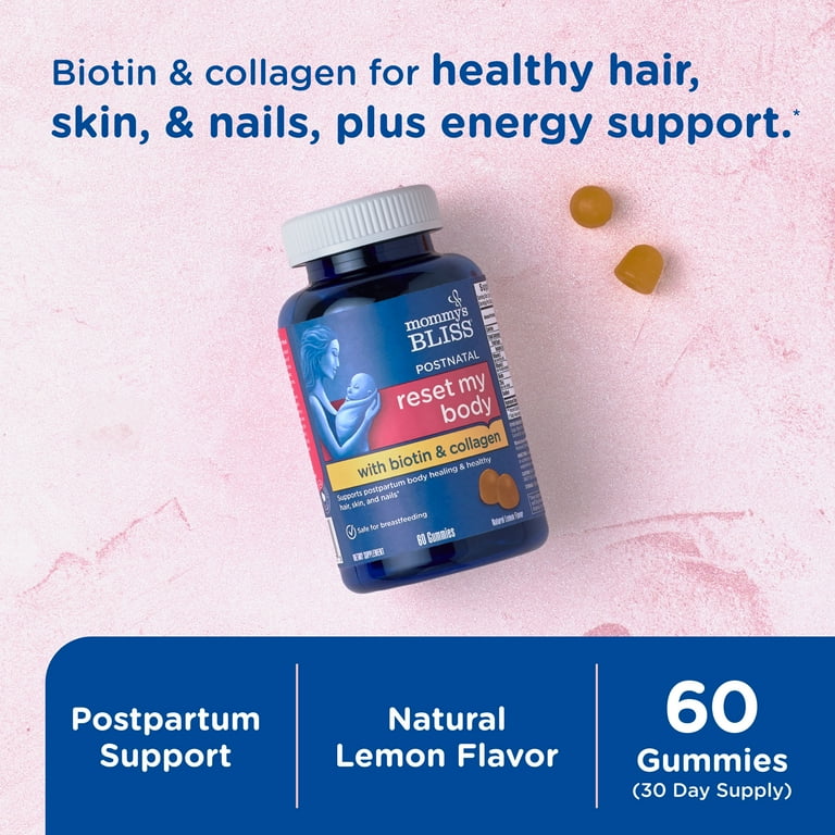 Mommy's Bliss Reset My Body with Biotin + Collagen Gummies, Dietary Supplement, 60 Count