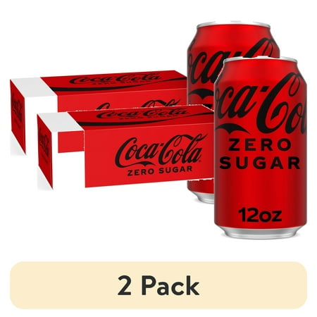 (2 pack) Coca-Cola Zero Sugar Soda Pop Cans, 12 fl oz, 18 Pack