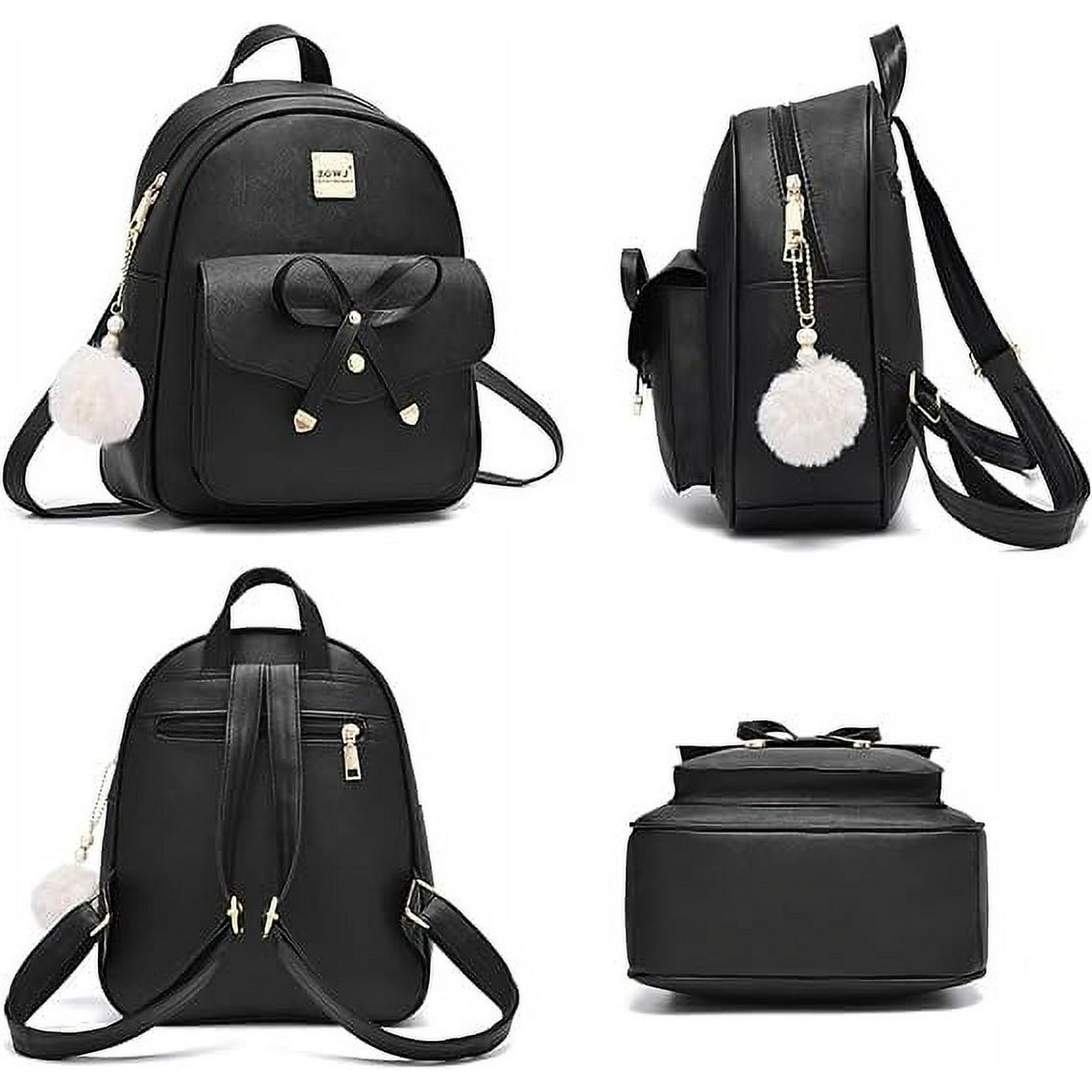 Iguohao Mini Leather Backpack Purse 3 Pieces Fashion Bowknot Zipper Bags Cute Casual Travel Daypacks For And Women