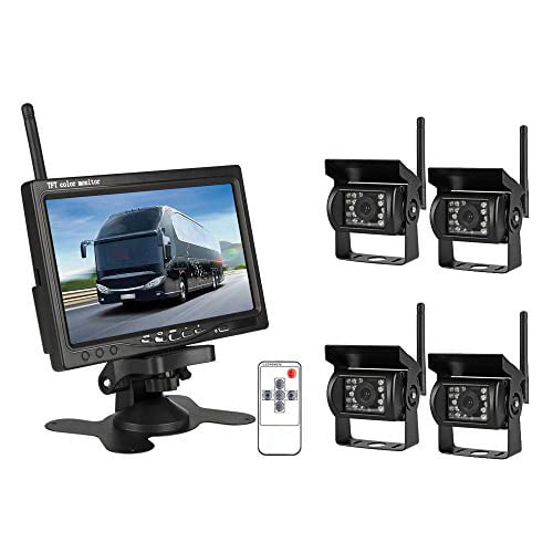 Eversecu Waterproof Wireless Backup Camera and 7 HD LCD Monitor Kit for RV/SUV/Van/Pickup/Truck/Trailer Rear/Side/Front View System Switchable 