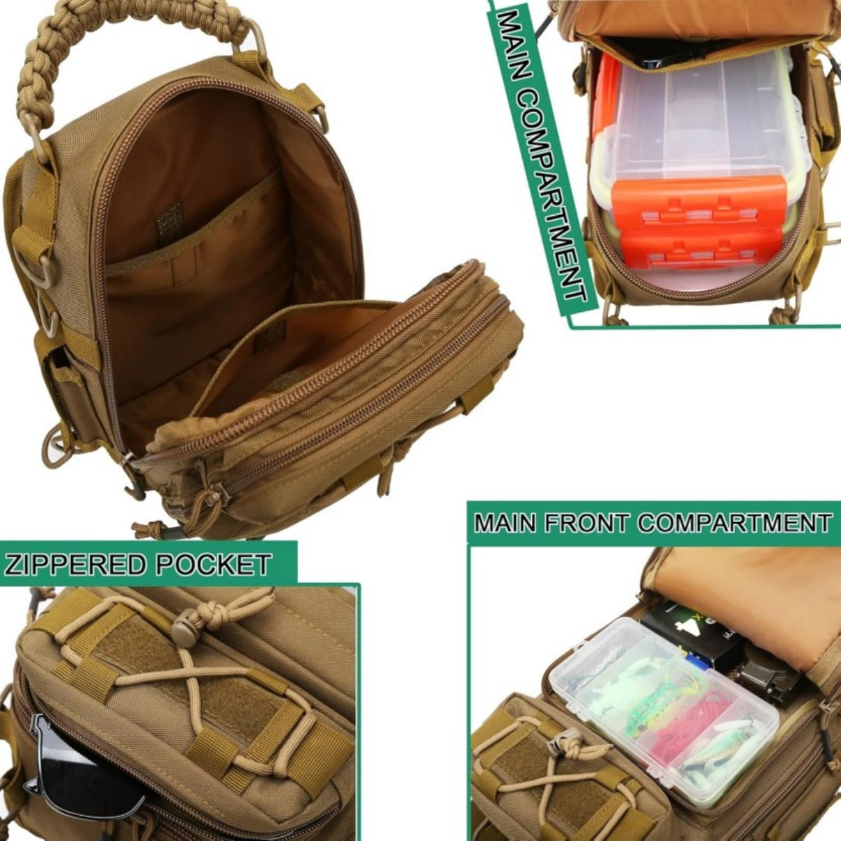 Compact Fishing Tackle Backpack with Rod Holder & Detachable Gear Box - Multi-Carry Outdoor Sport Pack for Men & Women(Brown)