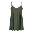 thumbnail image 3 of DailyTrove Women's V-Neck Fringe Trim Mini Dress, Short Sleeve, Boho Beach & Festival Look, Lightweight Linen Blend, Solid Color, 3 of 5