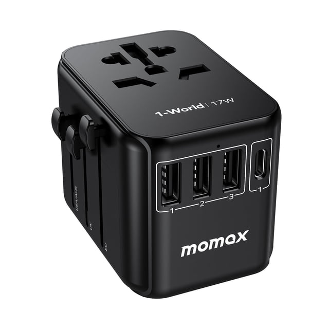 Adaptador de enchufe de viaje MOMAX universal tipo C/G/A/I con USB