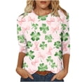 thumbnail image 2 of St. Patrick's Day T-Shirt for Women Shamrock Graphic Print Crewneck 3/4 Sleeve Festive Holiday Party Top Casual Relaxed Fit Clothes, 2 of 6