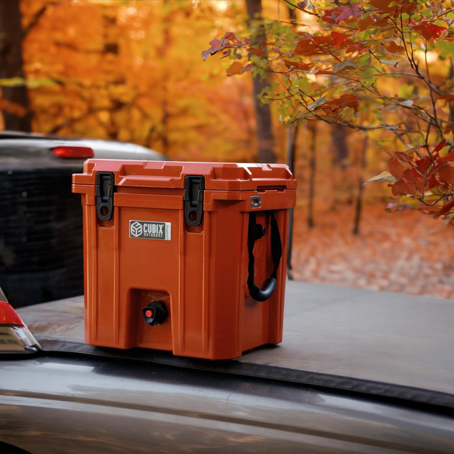 Cubix Outdoors® QuadraX 5 GAL 2-in-1 Portable Insulated Hard Beverage Dispenser and Cooler Fits 14 Cans - Ember Orange