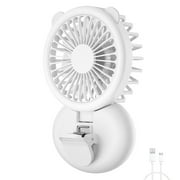 Clip Fan Electric Rechargeable Handheld Cooling Fan Adjustable Portable Cooler for Home Outdoor, White