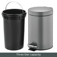 thumbnail image 6 of mDesign  3-Liter Round Metal Step Trash Can, Liner/Handle - Graphite Gray, 6 of 8