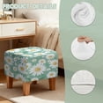 thumbnail image 7 of SCRAWLGOD Daisy Floral Print White Cyan Ottoman Cover Square Stretch Ottoman Covers Thick Square Ottomans Slipcovers Soft Storage Ottomans Foot Rest Cover with Elastic Bottom, 7 of 7
