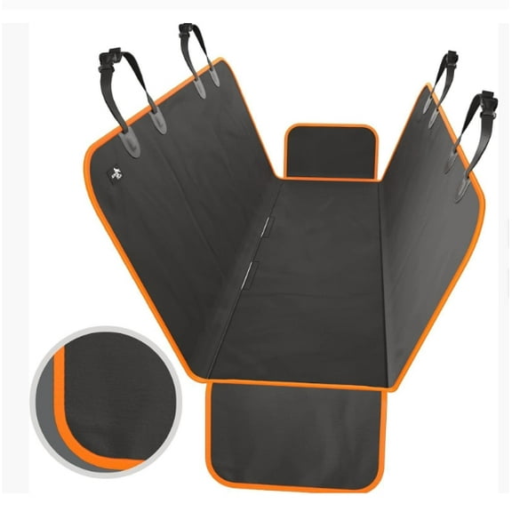 Loopunk Orange Back Seat Extender for Dogs, Waterproof Dog Car Seat Cover for Back Seat with Hard Bottom, 2025 Upgraded Material, Anti Scratch, Safer, Easy to Use and Clean