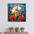 thumbnail image 4 of Pintura de diamante 5D DIY Taladro redondo completo Cristal Rosa Castillo Decoración del hogar Hugtrwg Para estrenar, 4 of 9