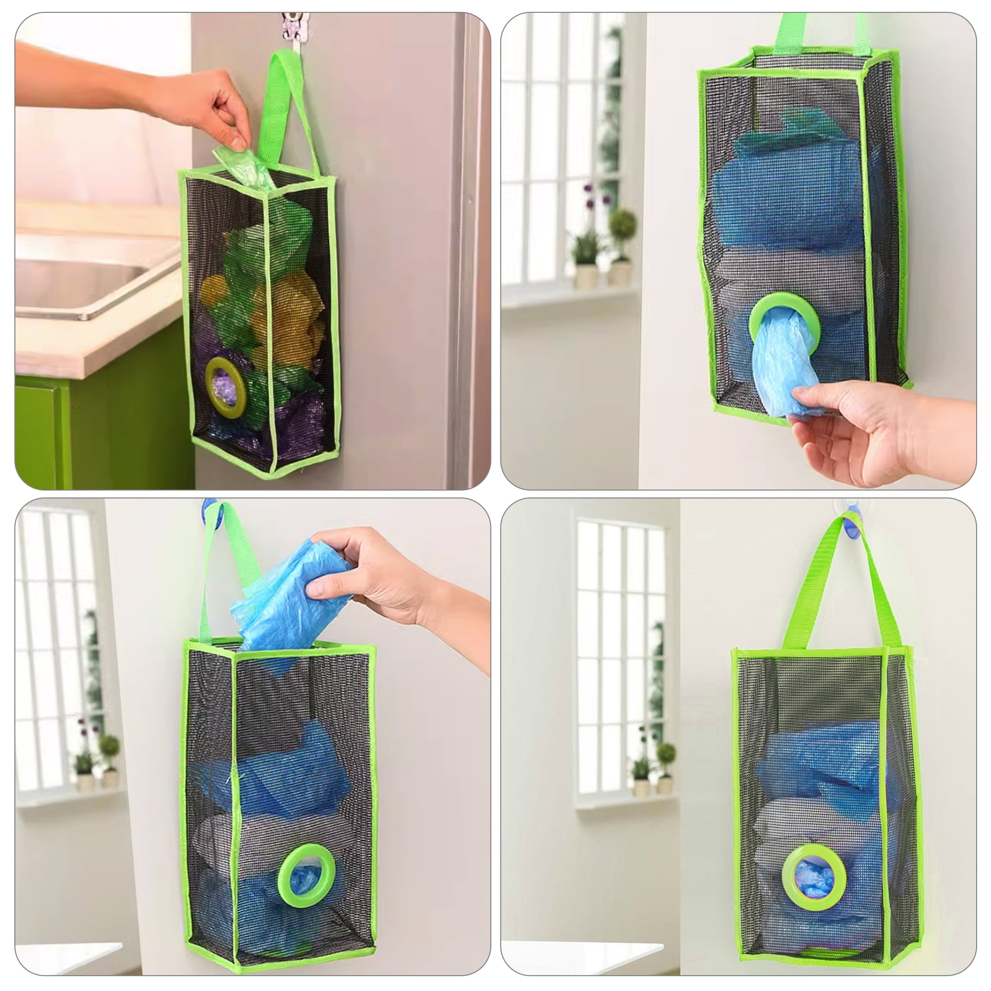 EEEkit 2Pcs Plastic Bag Dispenser, Kitchen Hanging Grocery Bag