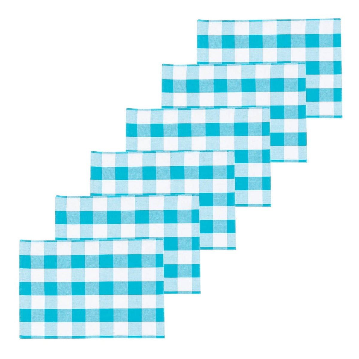Franklin Checkered Plaid Turquoise Placemat Set 6
