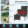 thumbnail image 7 of SOLAURA 3-Piece Outdoor Bistro Set Patio Brown Wicker Chairs and Table Set with Red Cushions, 7 of 7